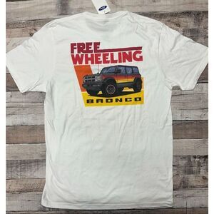 NWT Ford Bronco Free Wheeling Retro White Mens Short Sleeve Crew Neck T-Shirt